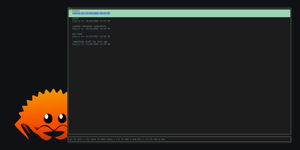 Screenshot of MeowUI with ferris behind it