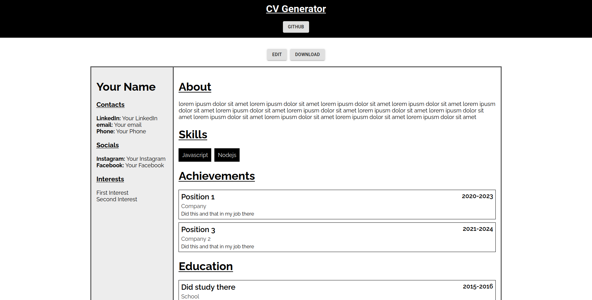 CV Generator